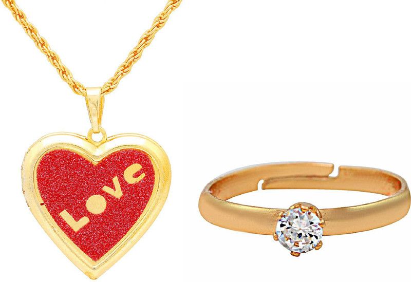Brass Gold-plated Red, Yellow Jewel Set  (Pack of 1)