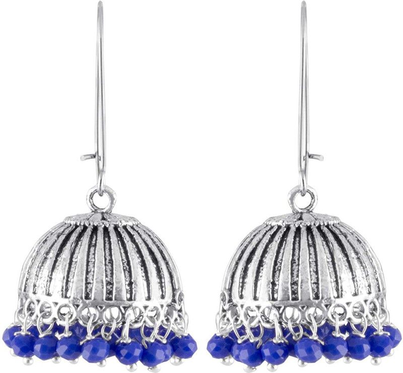 Traditional Oxidized German Silver Plated Designer Jhumki Earrings For Women. Brass Jhumki Earring