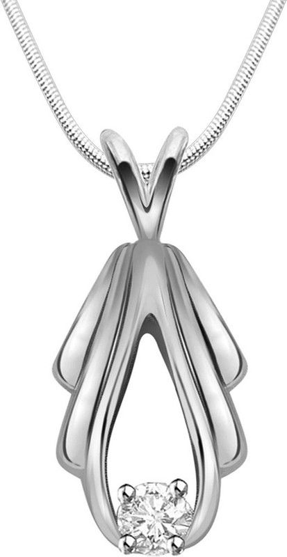 Make A Wish - Real Diamond & Sterling Silver Pendant with 18 IN Chain (SDP138) Diamond Sterling Silver Pendant