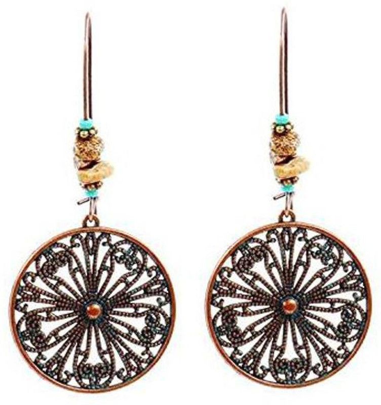 New Dangle Earrings Hanging for Women Ethnic Bronze Drop Earrings Vintage Jewelry Fashion Women's Round Earrings Party Gift Alloy Drops & Danglers