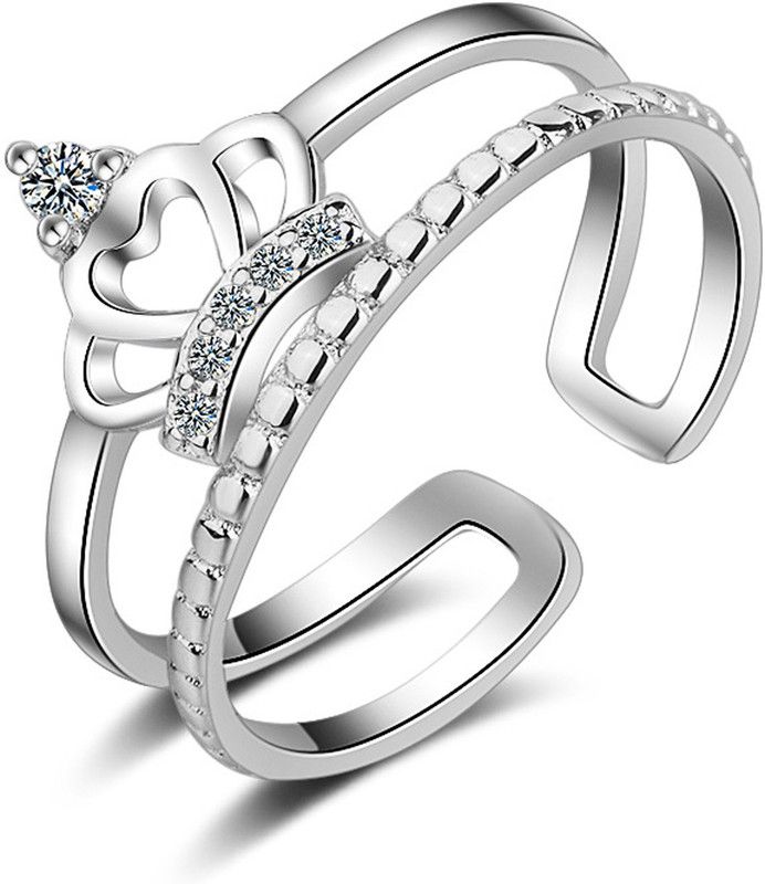 Exotic Crown Australian Diamond Rhodium Plated Ring Alloy Crystal Rhodium Plated Ring