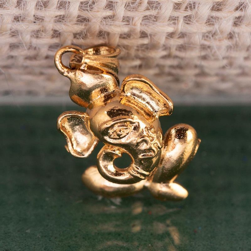 Faith & Trust Abstract Ganesha Pendant Gold-plated Stainless Steel Pendant