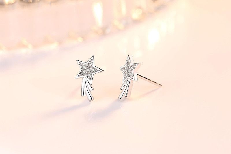 Beautiful Star Sterling Silver Zircon Earring For Women & Girls Cubic Zirconia Sterling Silver Stud Earring