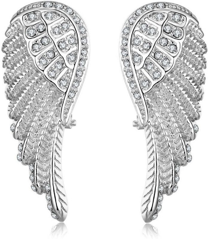 Angel Wings Stud Earring For Women Cubic Zirconia Metal Stud Earring