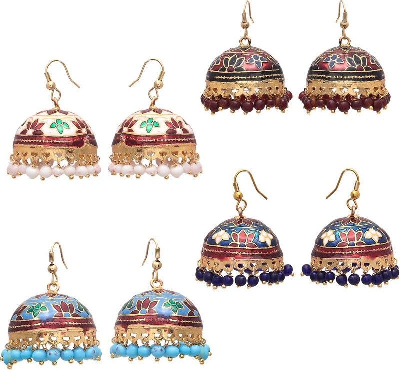 MIX-4+4_8562 Pearl Brass Jhumki Earring