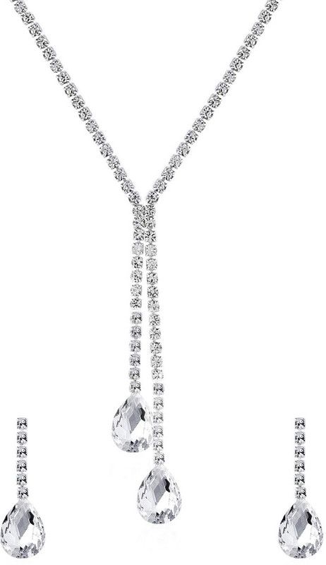 Crystal Jewel Set  (White, Silver)