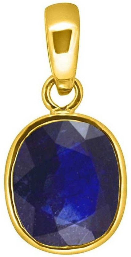 Blue Sapphire Stone Pendant Original Stone Certified 6.00 ratti Stone Fashionable and Astrological Purpose for unisex Gold-plated Sapphire Stone Pendant