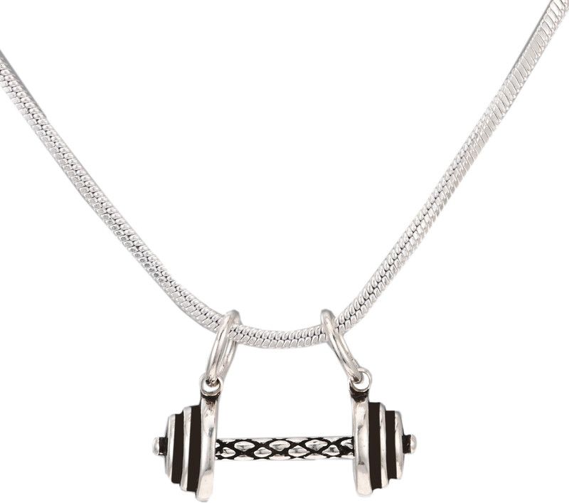 92.5 sterling pure oxidised silver dumble shaped double loop pendant for men/women or boys/girls. Sterling Silver Sterling Silver Pendant