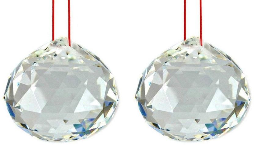 Set of 2 pcs / 40 mm Crystal Ball Wall Hanging | Home Decor | Fengshui Vastu | Positive Energy & Vibrations Crystal Pendant