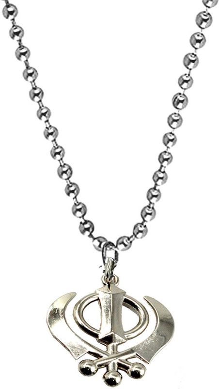 Panjabi Religious Symbol Sardar Sikh Khanda Silver Pendent For Men And Women Silver Metal Pendant