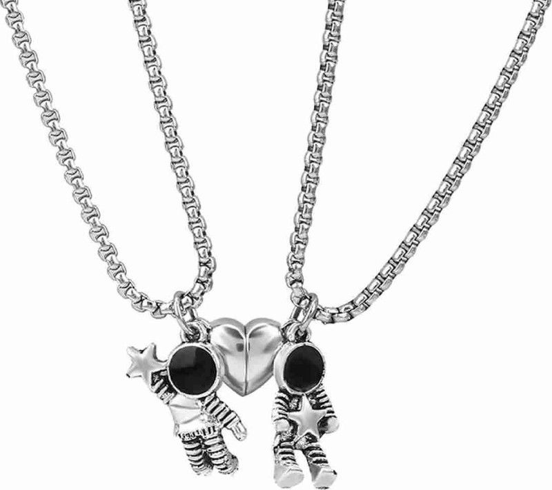 Astronaut pendant heart Silver Alloy Pendant Set