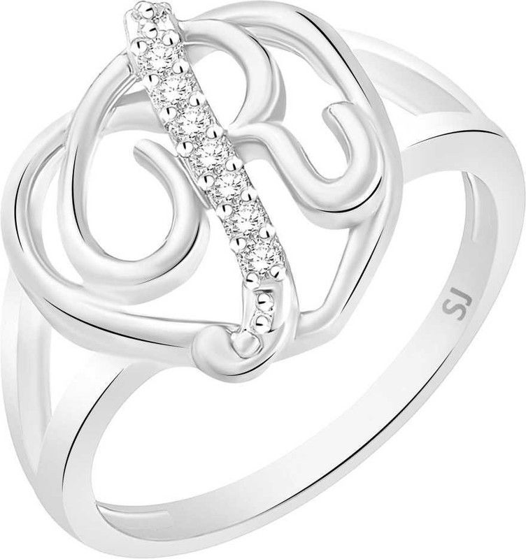 Intial R' Heart Alloy Brass Cubic Ziconia Rhodium Plated Ring Brass, Alloy Cubic Zirconia Rhodium Plated Ring