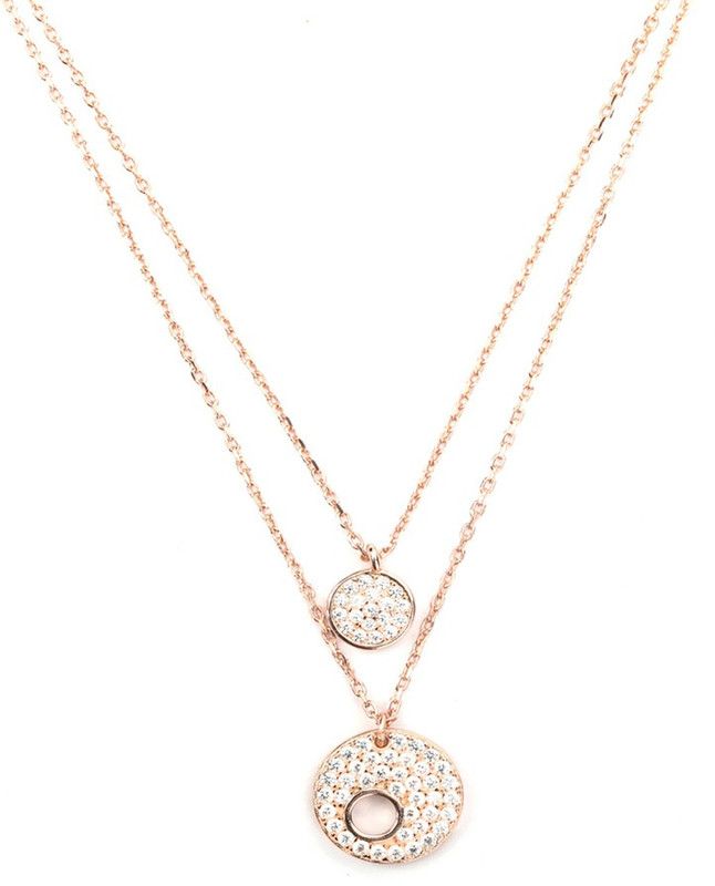 Sterling Silver, Rose Gold-plated Dual Layered CZ Necklace | With Certificate of Authenticity and 925 Hallmark Cubic Zirconia Rhodium Plated Sterling Silver Necklace