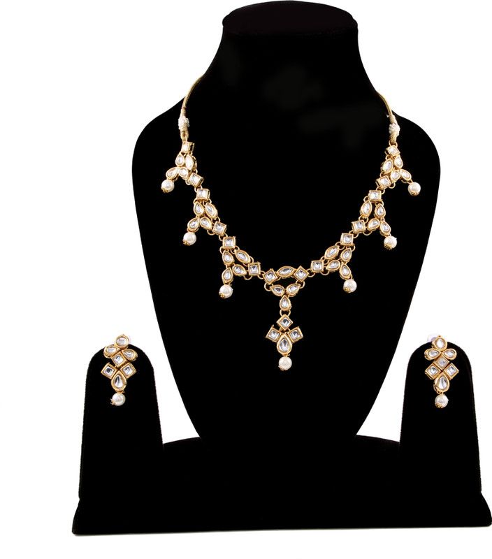 Crystal, Dori, Alloy Gold-plated Gold, White Jewel Set  (Pack of 1)