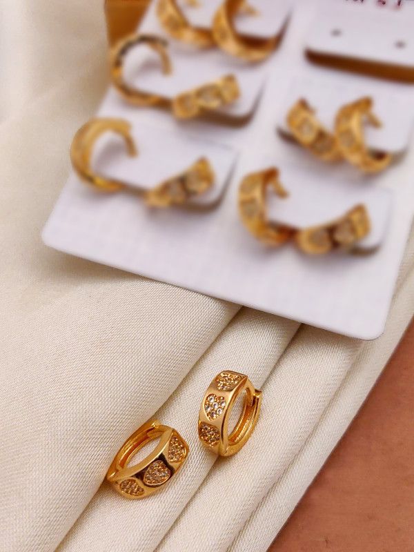 KRIVEK Gold Plated Diamond Earring for Girls (Pack of 1) Cubic Zirconia Brass Stud Earring, Huggie Earring