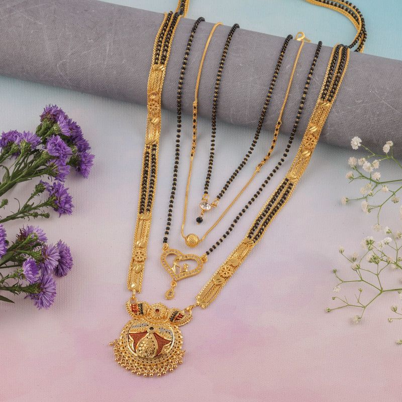 Gold-plated Jewel Set (Gold) Brass Mangalsutra