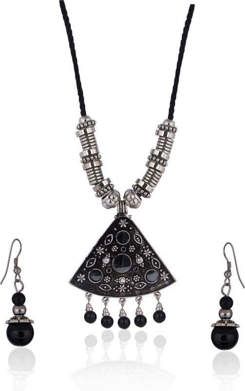 Zinc Black Silver Black, Silver, White Jewel Set  (Pack of 1)