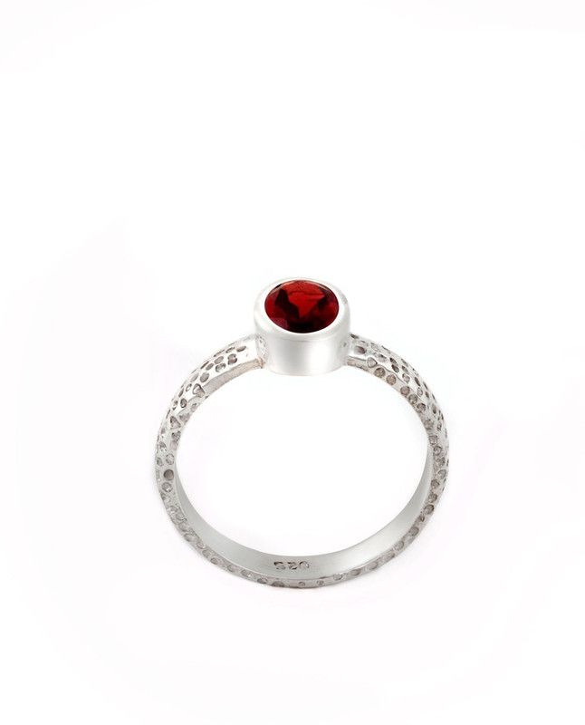 Radiant Red Silver Garnet Silver Plated Ring