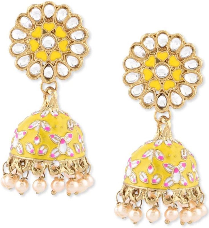 Meenakari jhumka Beads Brass Jhumki Earring