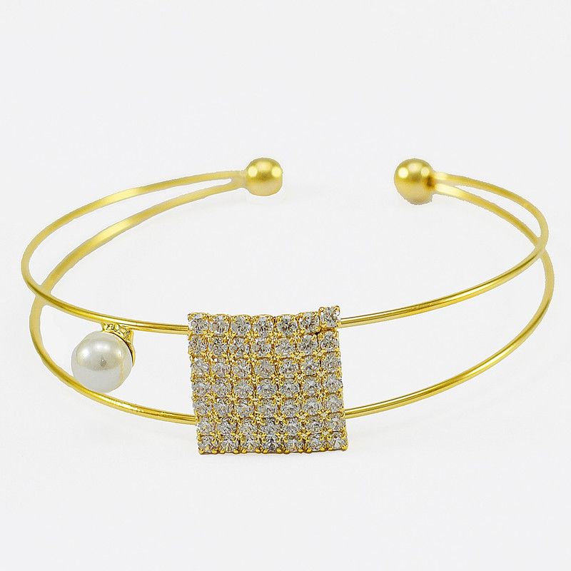 Brass Cubic Zirconia Silver Cuff