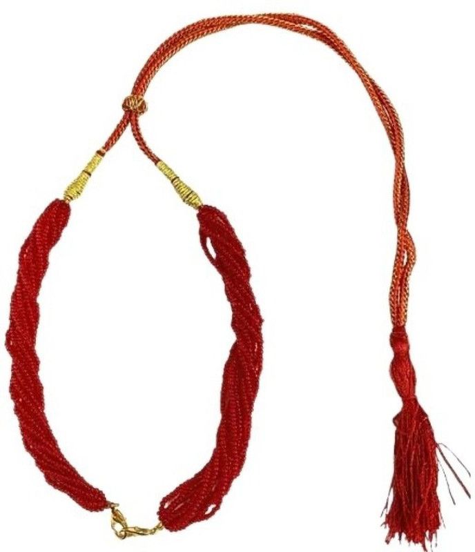 Sparkle Dreams Seed Beads Necklace Adjustable Dori Red for Silk Thread Brass Chain