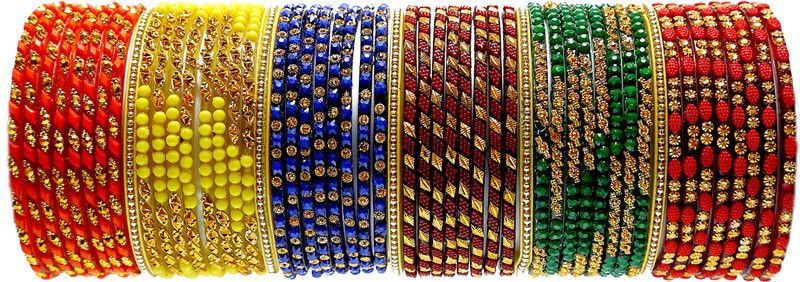 Glass Bangle Set  (Pack of 52)
