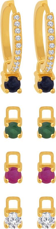 Versatile Changeable Studs Huggie Hoop Earrings Cubic Zirconia Brass Hoop Earring