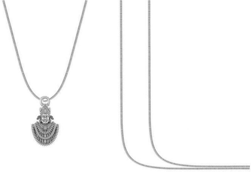 Sterling Silver (92.5%Purity)God Baba Khatu Shyam Chain Pendant With Snake Chain Sterling Silver Pendant