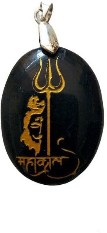 Shivalaya Gems Crystal Black Agate Mahakal Carving Pendent Agate Stone
