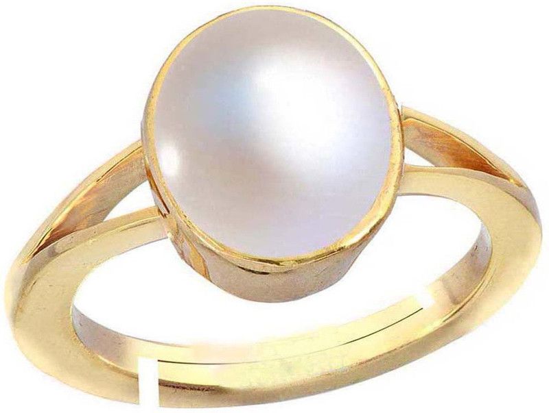 Pearl (Moti) 6.25 Ratti or 5.50 Ct Panchdhatu (5 Metal) Men Adjustable Stone Ring