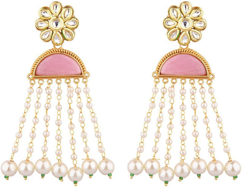 Beaded Tassel Earrings Beads Alloy Tunnel Earring