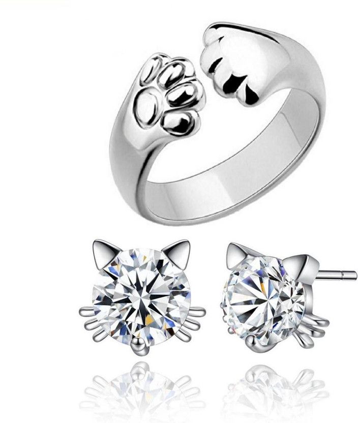 Stainless Steel Sterling Silver White, Silver Jewel Set  (Pack of 1)