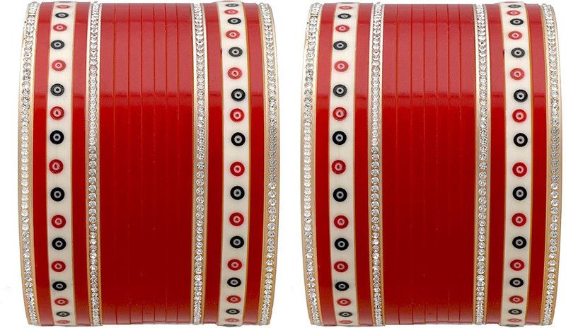 Plastic Cubic Zirconia Gold-plated Chudas  (Pack of 34)