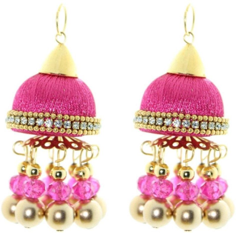 Fashionhaat Stylish Women's Magenta Silk Thread Ethnic Work Hanging Latkan for Saree Blouse Dupatta Lehenga Set of 2 Brooch Magenta & Golden) Brooch  (Purple)