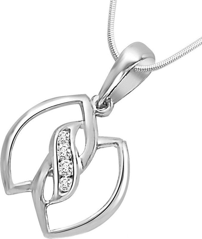 Leaves of Togetherness - Real Diamond & Sterling Silver Pendant with 18 IN Chain (SDP97) Sterling Silver Diamond Sterling Silver Pendant