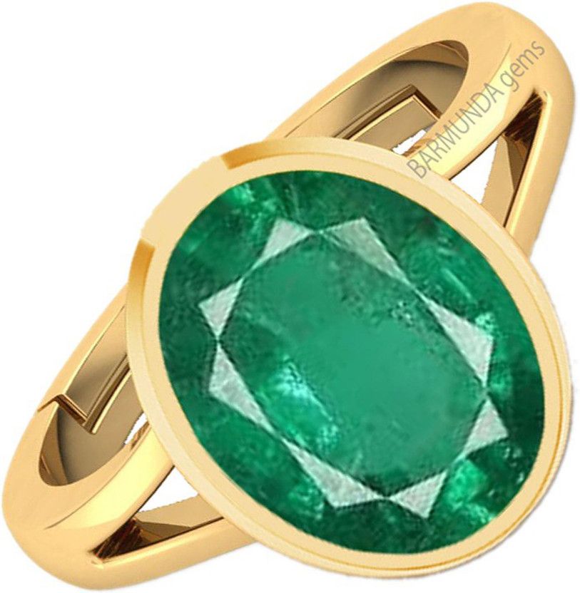 7.25 Ratti / 6.52 ct. Emerald panna Panchdhatu ring for men and women Brass Emerald Brass Plated Ring
