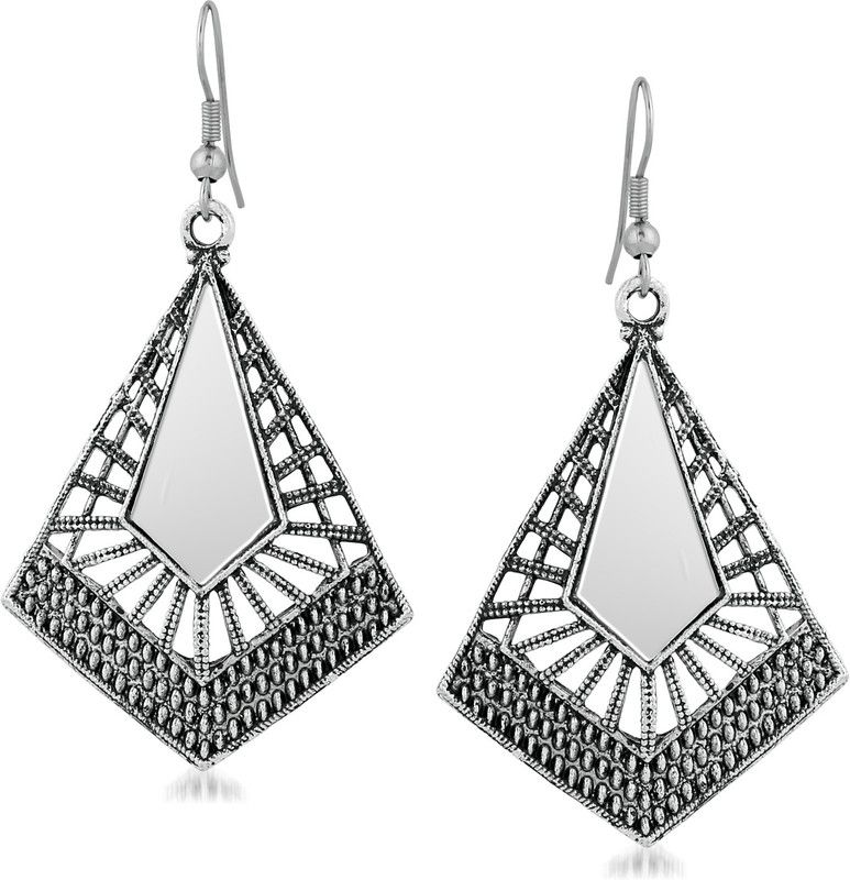 Oxidised Silver Exquisite Antique Earrings Alloy Drops & Danglers