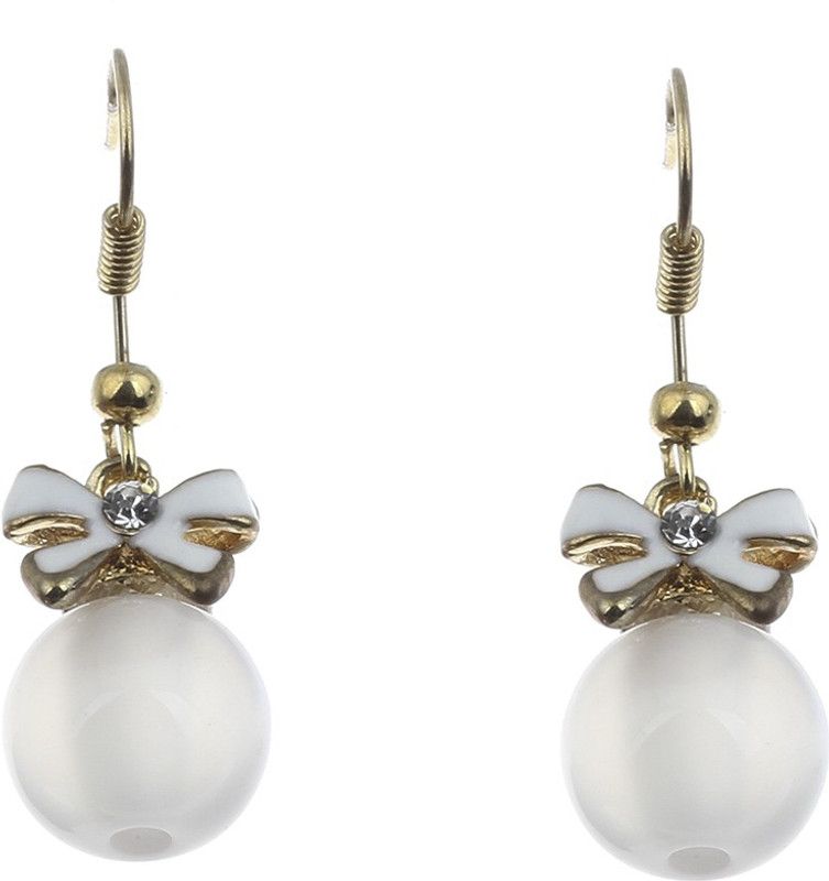 White Cat Eye Stone Earring Pearl Alloy Huggie Earring