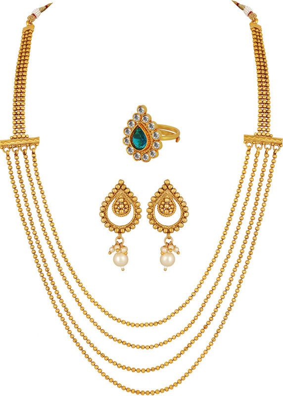 Brass, Copper, Dori, Glass Gold-plated Multicolor Jewel Set  (Pack of 1)