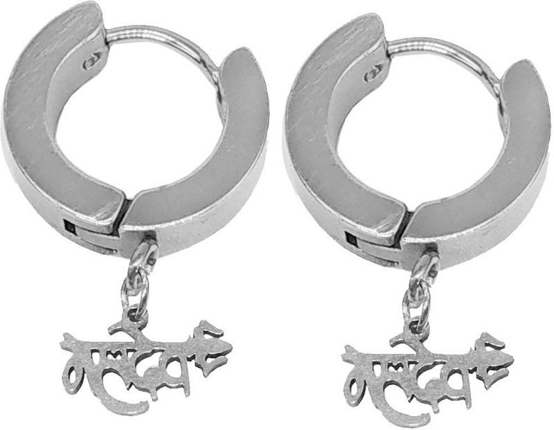Religious Mahadev Charm Drop Huggie Earring Stainless Steel Hoop Earring