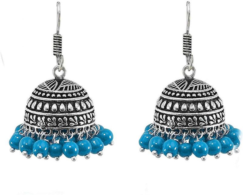 Oxidized German Silver earrings Pearl Brass Drops & Danglers