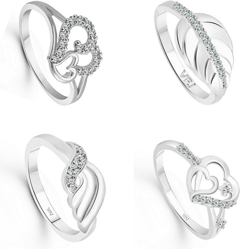 1273-1324-1356-1390FRR- Regular Fit mix Size Combo Ring Set Alloy, Brass Crystal, Cubic Zirconia Platinum Plated Ring