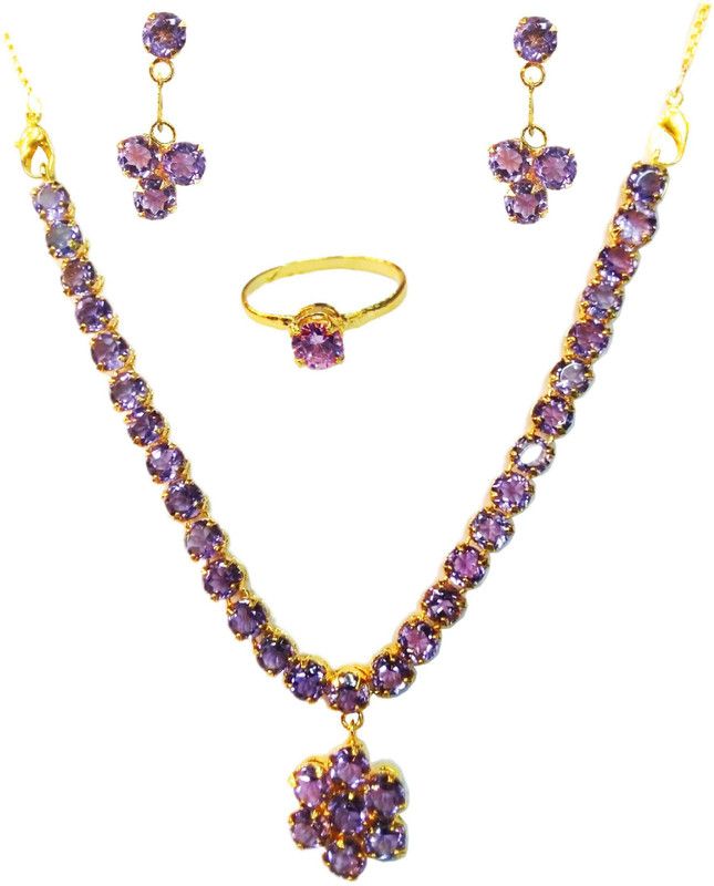 Silver Gold-plated Purple Jewel Set  (Pack of 1)