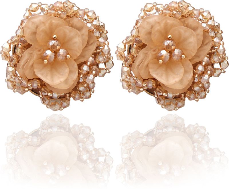 Latest Trendy Western Flower Stone Earrings for Girls and Women Copper Stud Earring