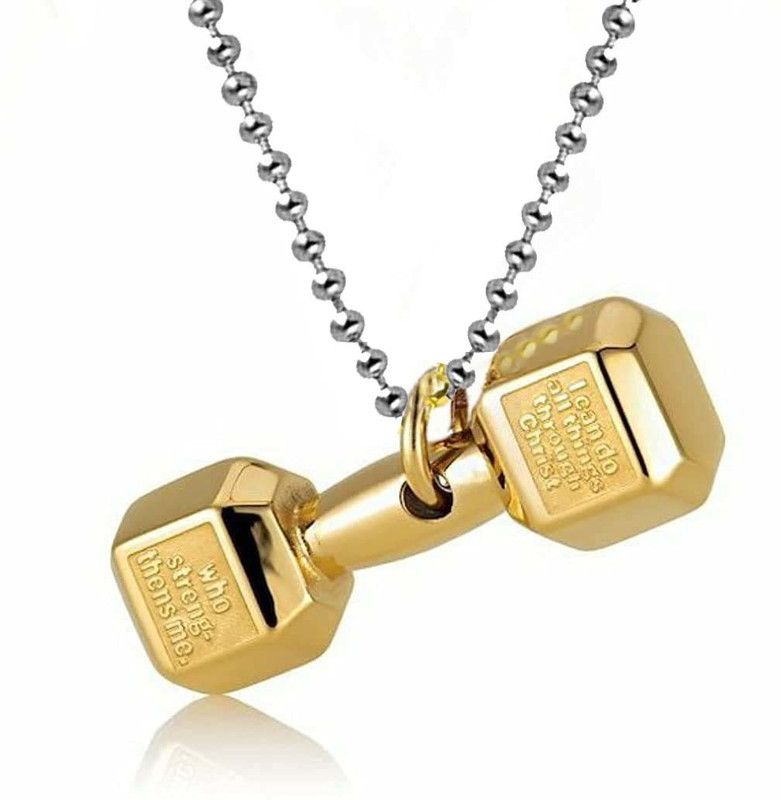 Phil 4:13 Weightlifting Gym Bodybuilding Dumbbell Pendant/Locket For Boy & Girl Silver Stainless Steel Locket