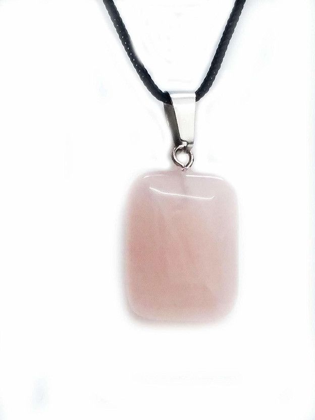 Rose Quartz Pink Square Shaped Pendant for Men & Women Quartz Crystal Pendant