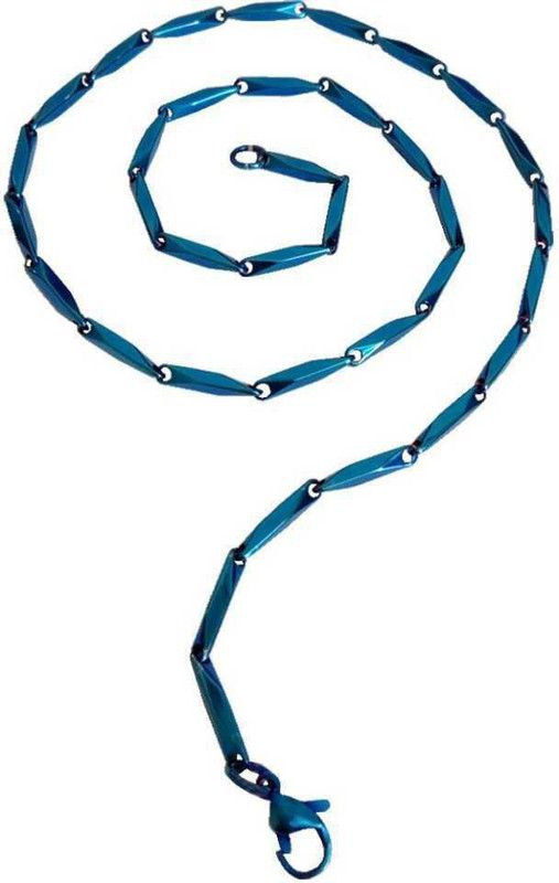 Stylish Fancy Blue Prism Rice Necklace Chain Design Stainless Steel Chain