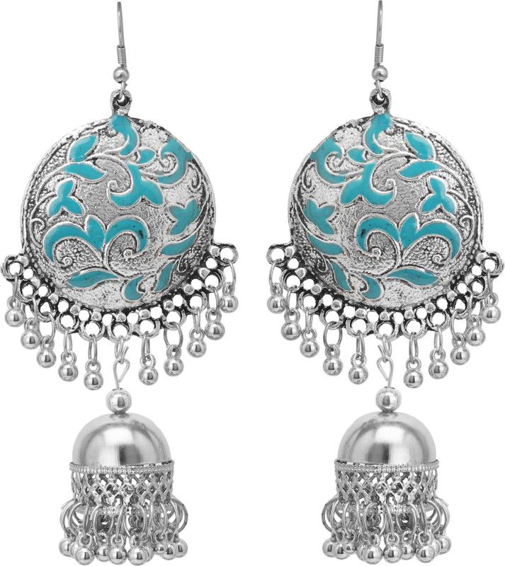 Designer Traditional Oxidized Silver Afghani Style Bali Jhumka Jhumki Earrings Alloy Drops & Danglers
