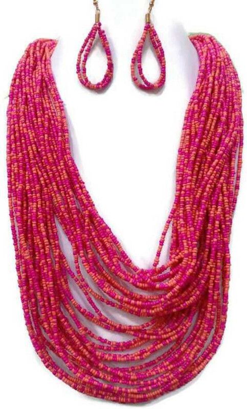 Wood Gold-plated Pink Jewel Set  (Pack of 1)