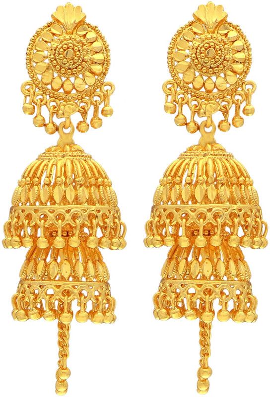 Round Layered Alloy Festive Gold Plated Alloy Jhumki Earring